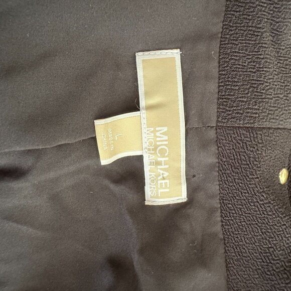 MICHAEL By Michael Kors Black with Gold Studs Open Front Blazer Jacket Size: L - Picture 7 of 10